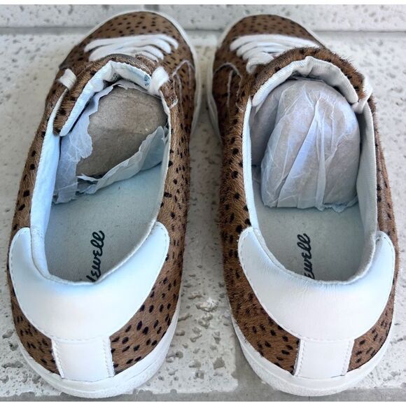 Madewell Sidewalk Low Top Spot Calf Hair Lace Up Sneakers Brwn Blck Sz W 7/M 5.5 - Picture 8 of 15